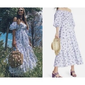 New Love Shack Fancy Target Dress Maxi Gemma Cottagecore Small White Blue Floral